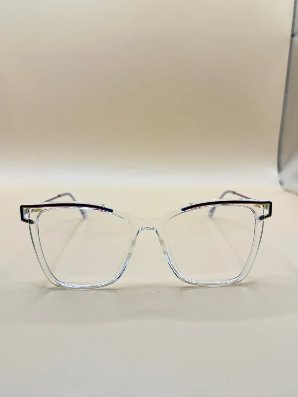 Zeelool Clear Square Blue Light Glasses with Rainbow Accents, No prescription